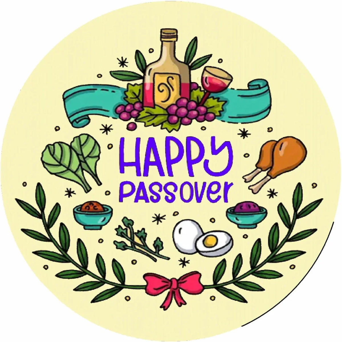Happy Passover Celebration Edible Icing Cake Topper – 8-Inch Round round topper design.