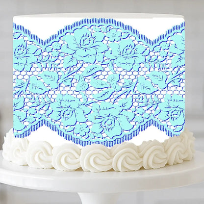 Heirloom Lace Delicate Blue Romance featured seamless edible icing cake wrap | RA Pape