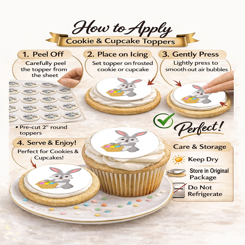 how to use Easter Bunny with Basket Edible Cookie Image –  Precut 2” Rounds
