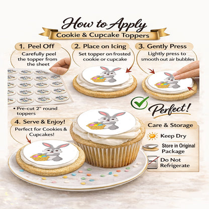how to use Easter Bunny with Basket Edible Cookie Image –  Precut 2” Rounds