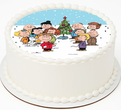 Edible Icing Image Christmas cake Topper with Charles Brown-themed decoration