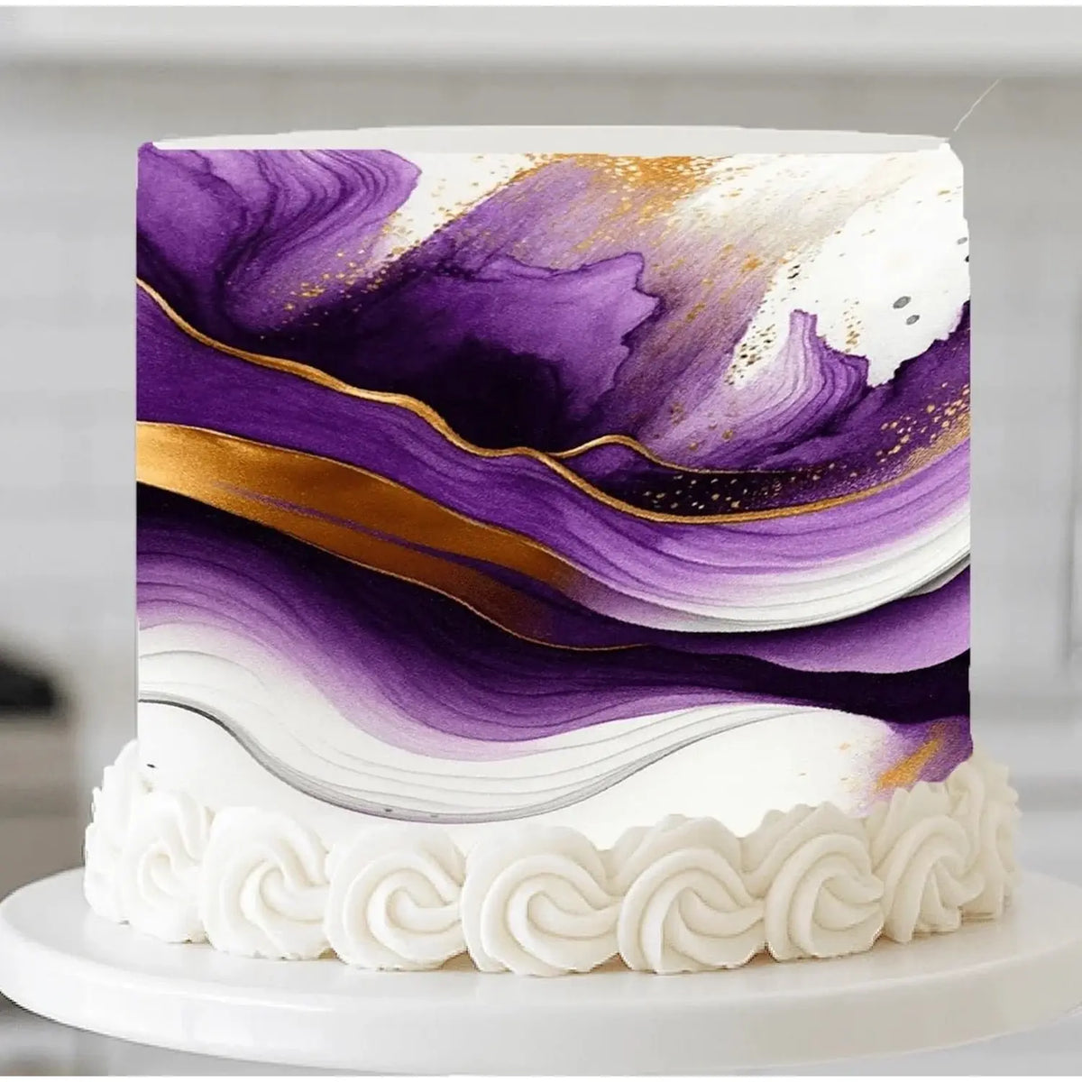 Luxe Flow Amethyst Gold edible icing cake topper design alternate view 2 | RA Pape