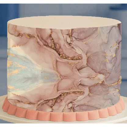 Luxe Strata Blushing Horizon seamless edible icing cake wrap | RA Pape