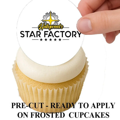 Easy to Apply: hand placing a precut photo edible icing topper on a decorated cookie