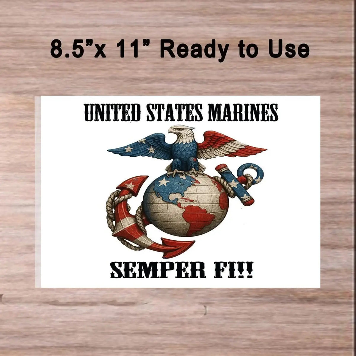USMC Marine Semper Fi Edible Icing Sheet Cake Topper ready-to-use sheet topper.