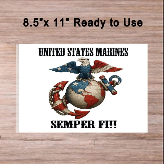 USMC Marine Semper Fi Edible Icing Sheet Cake Topper ready-to-use sheet topper.