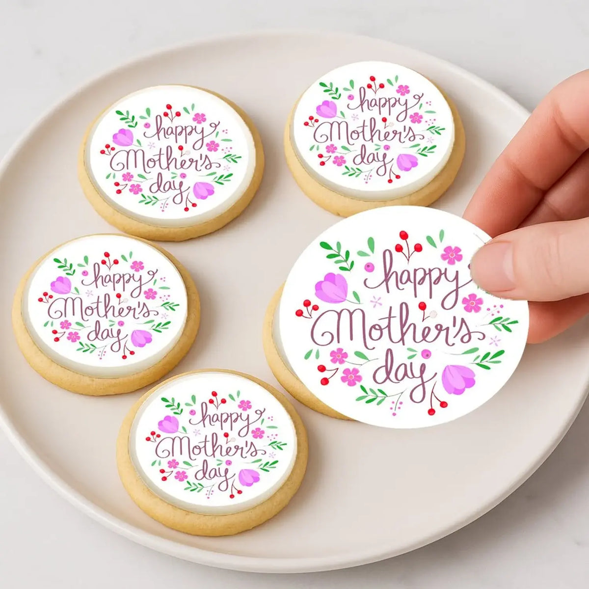 Mother's Day Beautiful Mom Edible Cookie & Cupcake Toppers – 20 Precut on decorated cookies.