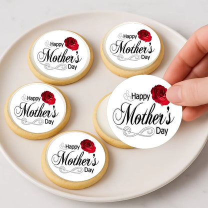 Mother's Day Red Rose Edible Cookie & Cupcake Toppers – 20 Precut on decorated cookies.