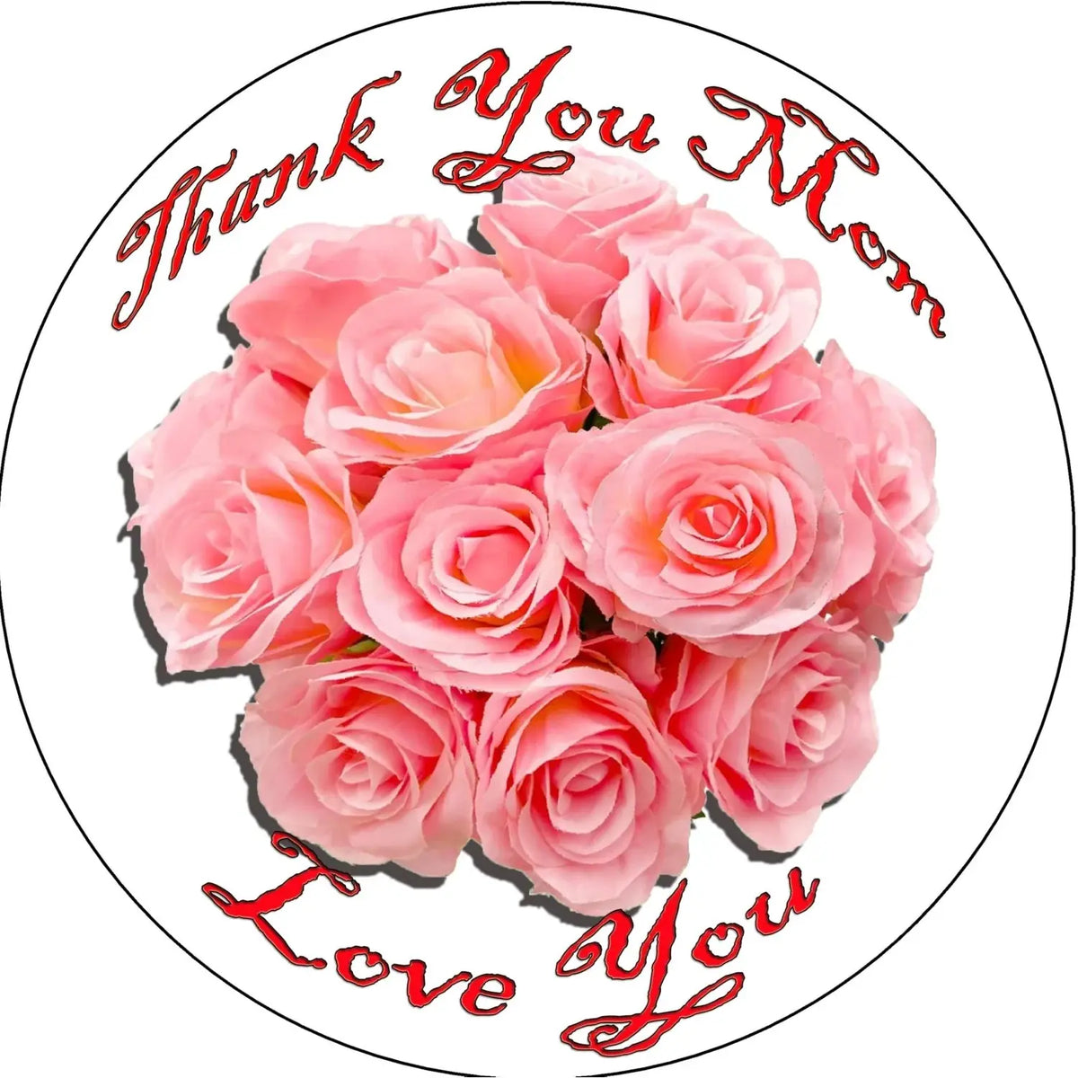 Mother's Day Peach Roses Edible Icing Cake Topper – 8-Inch Round round topper design.