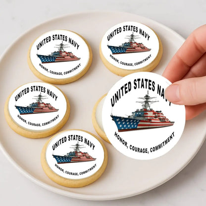 Navy Honor Courage Commitment Edible Cookie & Cupcake Toppers – 20 Precut on cookies.