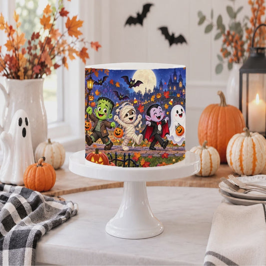 Halloween Edible Image Cake Wrap -Seamless Monster Icing Sheet - RA Pape