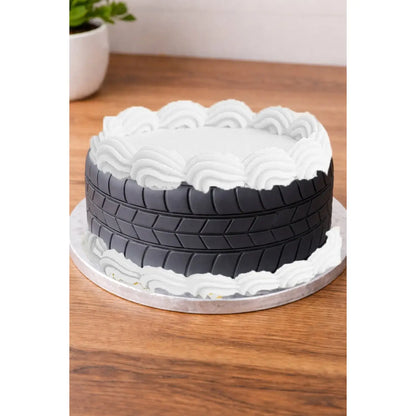 Racing Tire & Checkered Flag seamless edible icing cake wrap | RA Pape