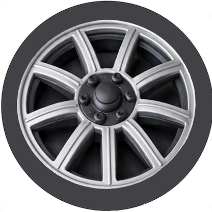 Racing Tire & Checkered Flag Hub Cap edible icing cake topper design alternate view 2 | RA Pape