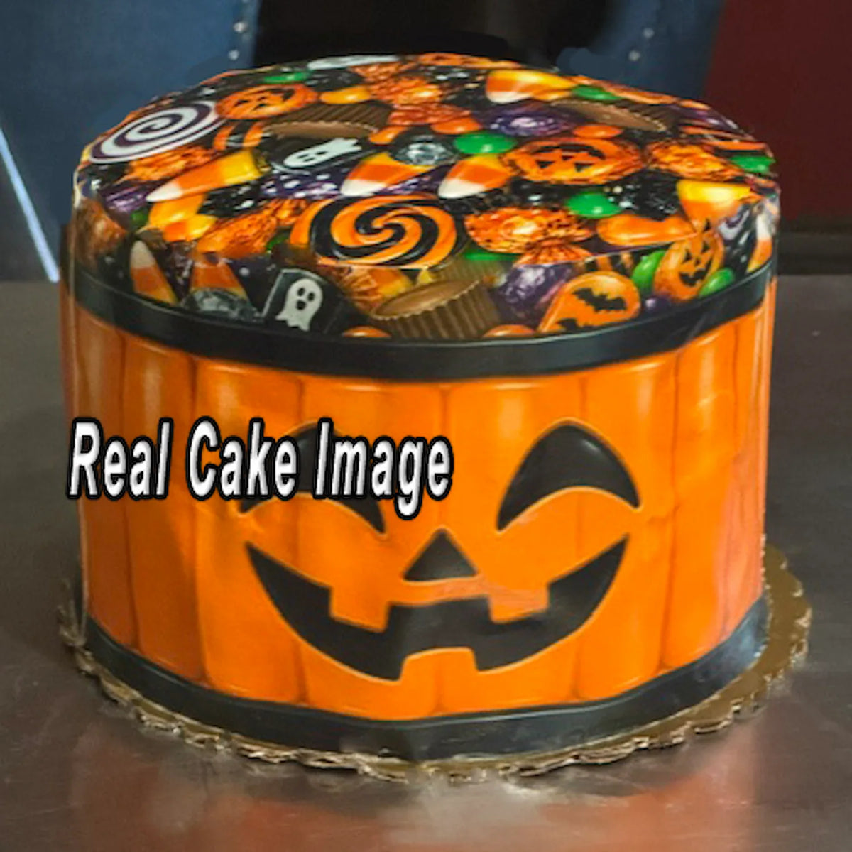 Halloween Seamless Jack-O-Lantern Trick-Or-Treat Edible Image Cake Wrap and Topper Icing Sheet - RA Pape