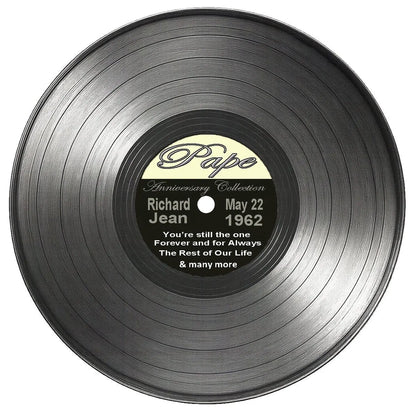 Personalized Vinyl Record Edible Icing Cake Topper – 8-Inch Round record-shaped topper design.