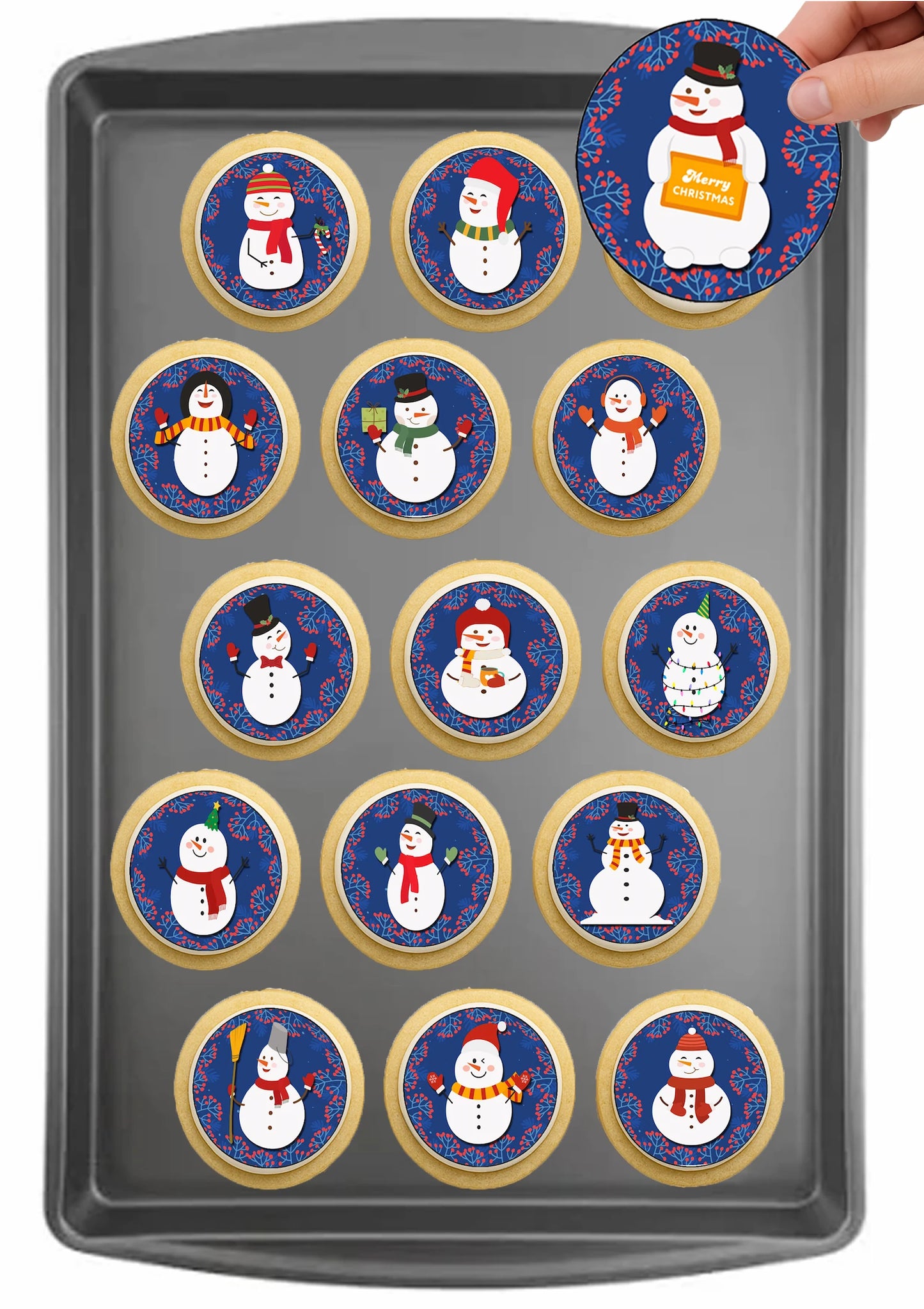 Christmas Edible Cake Images - Snowman - Cookie & Cupcake Toppers