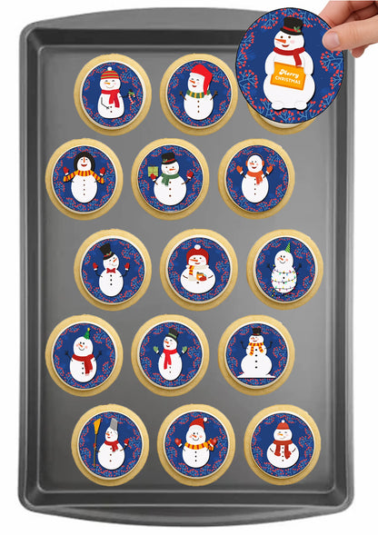 Christmas Edible Cake Images - Snowman - Cookie & Cupcake Toppers