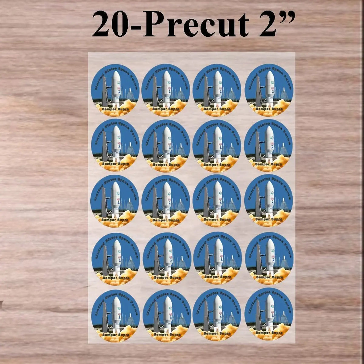 Space Force Semper Supra Edible Cookie & Cupcake Toppers – 20 Precut 20 precut topper designs.