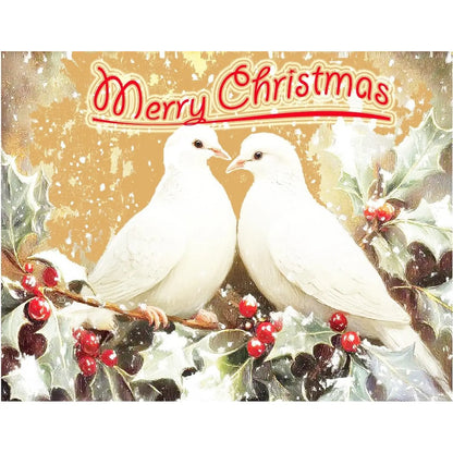 Turtle Doves Christmas edible icing sheet cake topper design.