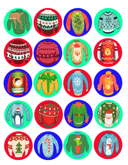 Christmas Edible Cake Images - Ugly Sweater - Cookie & Cupcake Toppers