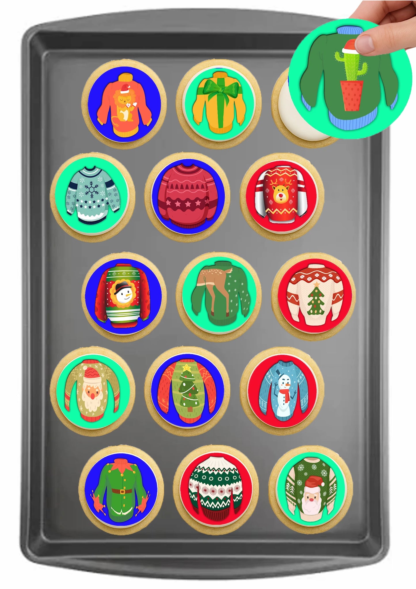 Christmas Edible Cake Images - Ugly Sweater - Cookie & Cupcake Toppers