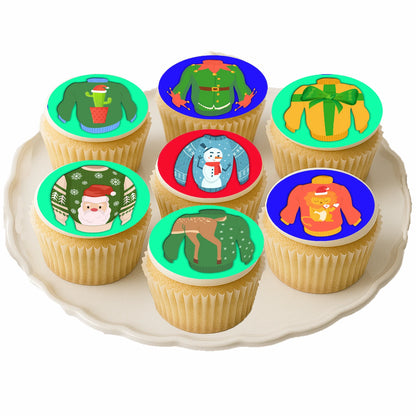 Christmas Edible Cake Images - Ugly Sweater - Cookie & Cupcake Toppers