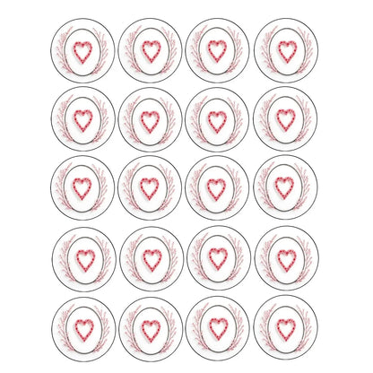 Pink Whisper Heart Valentine's Day Edible Cookie & Cupcake Toppers – 20 Precut, sheet of 20 pink heart designs.