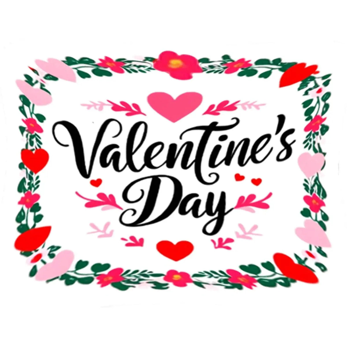 Valentine Wreath Valentine's Day Edible Icing Sheet Cake Topper, sheet design with a Valentine's Day floral wreath.