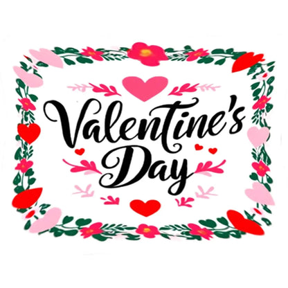 Valentine Wreath Valentine's Day Edible Icing Sheet Cake Topper, sheet design with a Valentine's Day floral wreath.