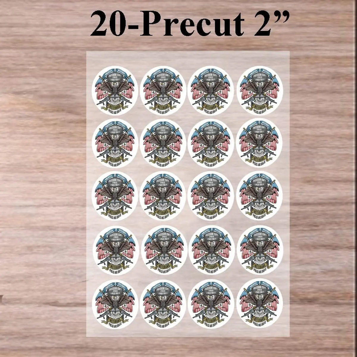 Veterans Proud and Brave Eagle Flag Edible Cookie & Cupcake Toppers – 20 Precut 20 precut topper designs.