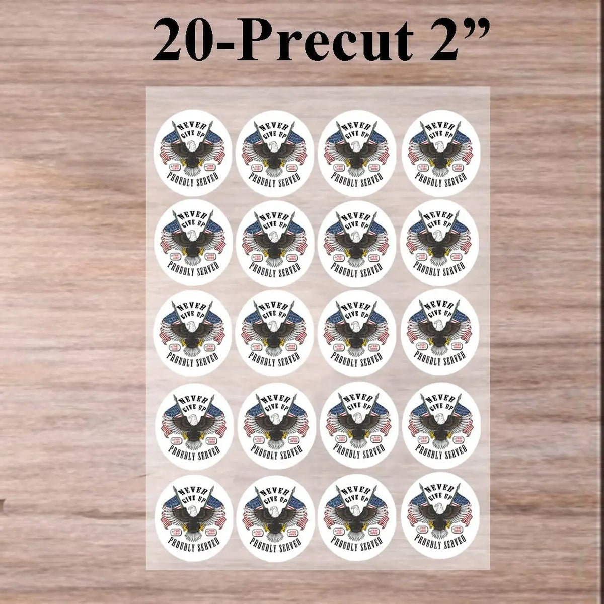 Veterans Proudly Served Eagle Flag Edible Cookie & Cupcake Toppers – 20 Precut 20 precut topper designs.