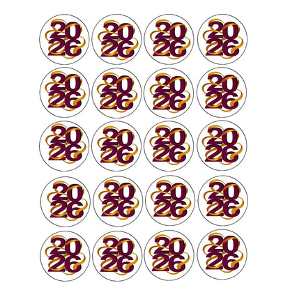 New Year's Edible Icing Cookie & Cupcake Toppers – Winding Ribbon, 20 Precut 20 precut topper designs.